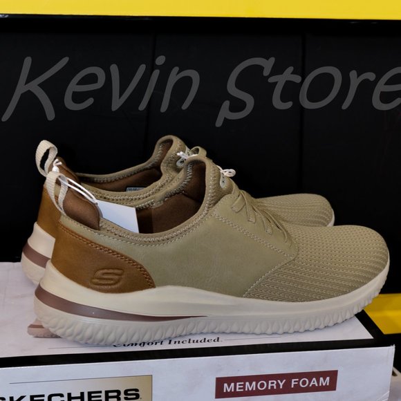 Skechers Men's Delson Slip On Sneaker Taupe - Picture 4 of 7